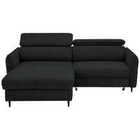 ECKSOFA inkl. Funktionen Schwarz Samt, Velours Bettkasten, Schlaffunktion, Rücken echt, Kopfteilverstellung  - Schwarz, Design, Holz/Textil (185/232cm) - Stylife