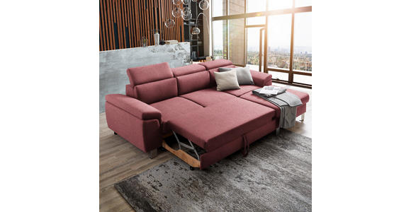 ECKSOFA inkl. Funktionen Hellrot Webstoff - Hellrot/Silberfarben, Design, Textil/Metall (250/167cm) - Xora