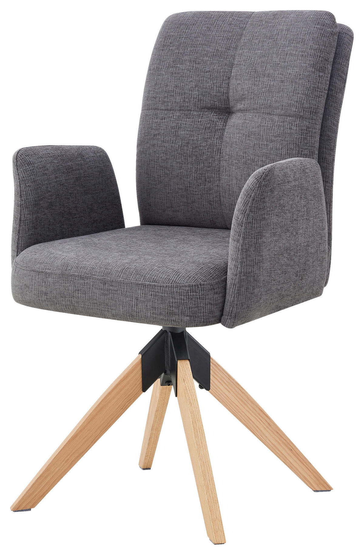 STOLICA S NASLONOM ZA RUKE  siva  drvo, metal, tekstil      - siva/prirodne boje, Konvencionalno, drvo/metal (60/94/66cm) - Livetastic