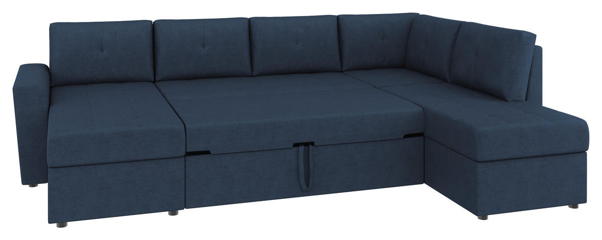 WOHNLANDSCHAFT TERMOLI Dunkelblau Jacquard  - Schwarz/Dunkelblau, Design, Kunststoff/Textil (155/297/212cm) - MID.YOU