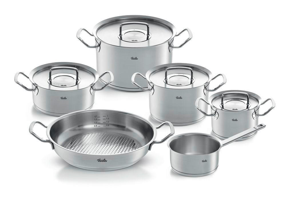 KOCHTOPFSET + GRATIS PFANNE Profi Collection 6-teilig  - Silberfarben, Design, Metall - Fissler