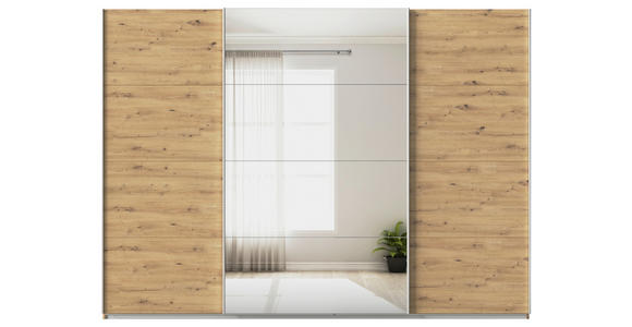 SCHWEBETÜRENSCHRANK  in Eiche Artisan  - Alufarben/Eiche Artisan, KONVENTIONELL, Glas/Holzwerkstoff (315/229/62cm) - Xora