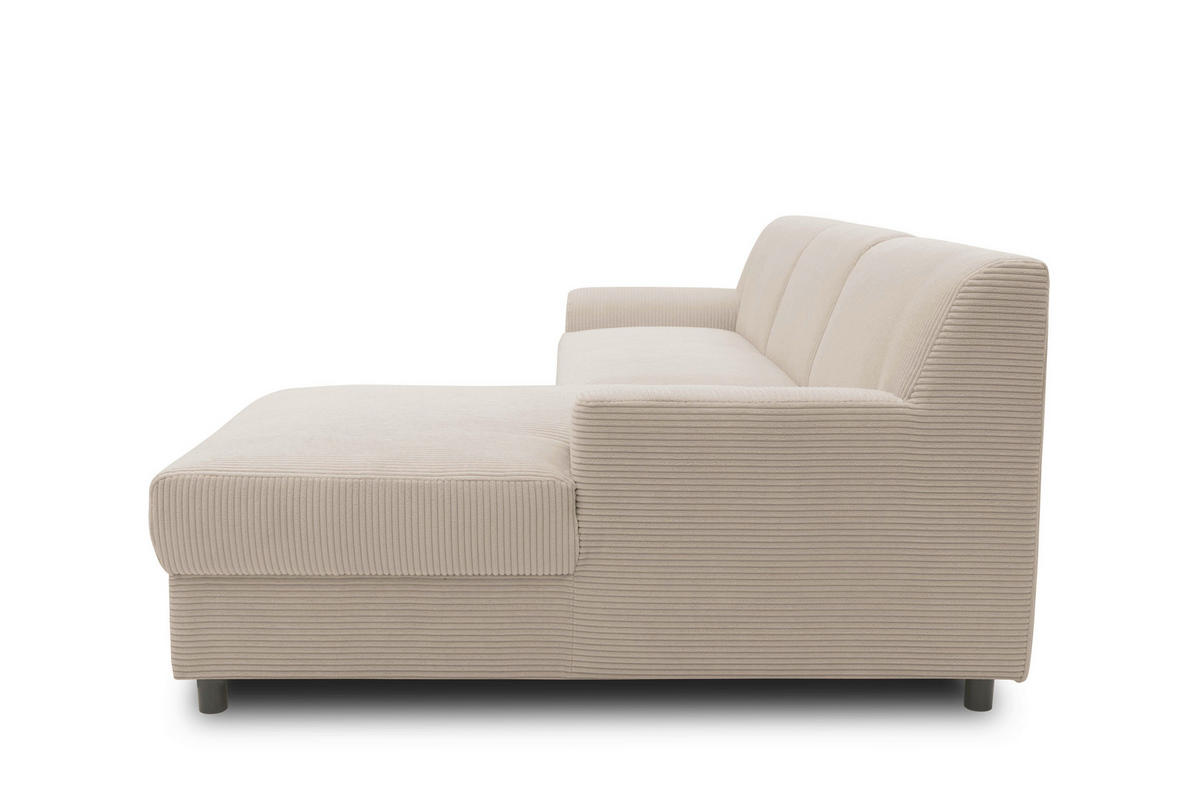 ECKSOFA CAPRI 2 Taupe Cord Zierkissen  - Taupe/Schwarz, Basics, Kunststoff/Textil (241/146cm) - MID.YOU