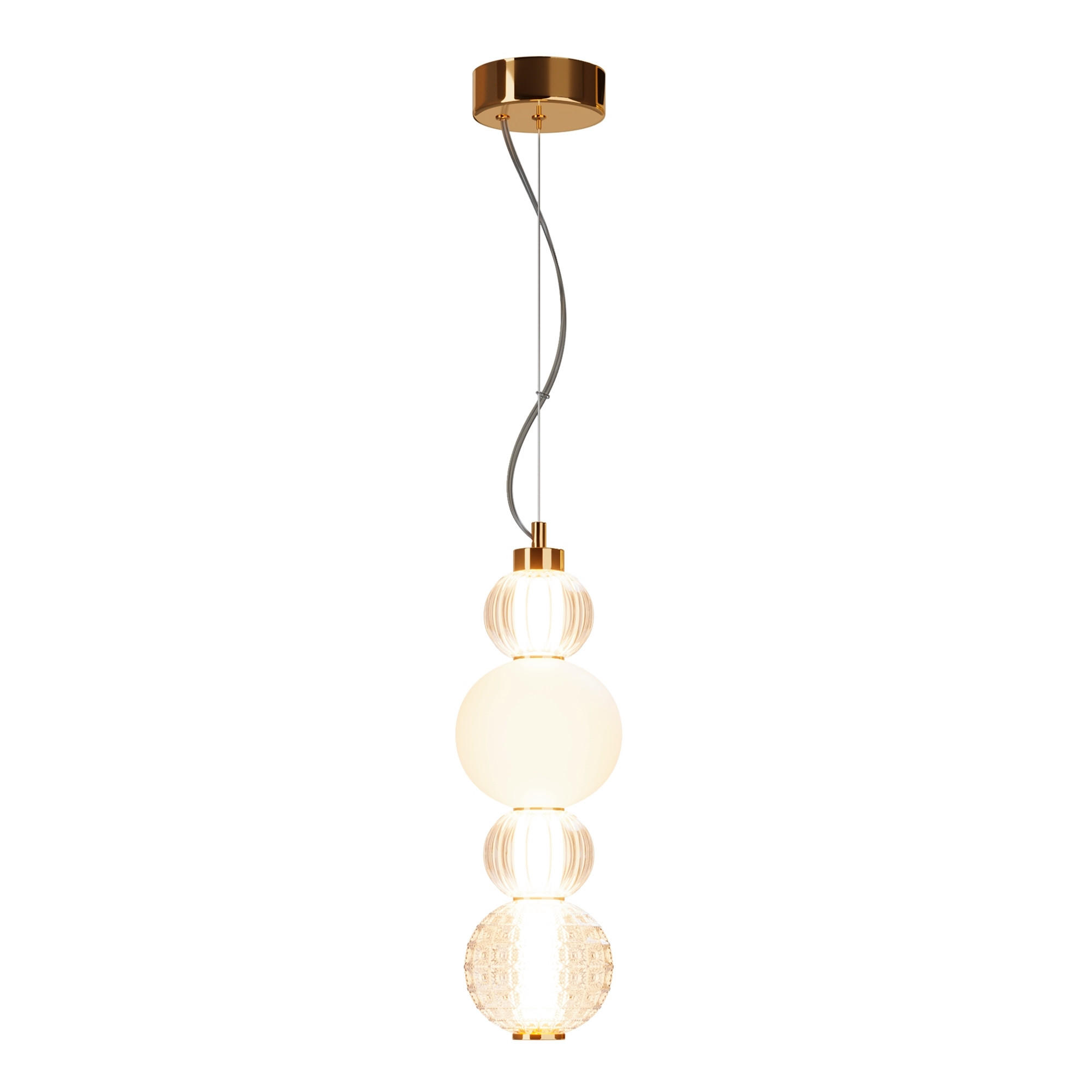 PENDELLAMPA Pendant 14.7/45 cm  - guldfärgad/transparent, Trend, metall/glas (14.7/45cm) - MAYTONI