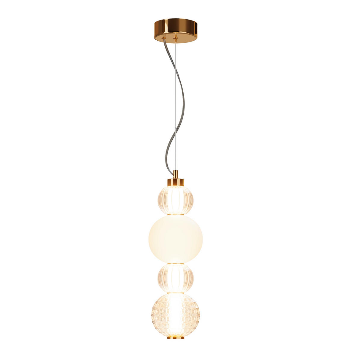 PENDELLAMPA Pendant 14.7/45 cm  - guldfärgad/transparent, Trend, metall/glas (14.7/45cm) - MAYTONI