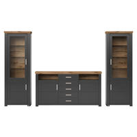 WOHNWAND  in Graphitfarben, Eiche Artisan  310/206,6/51,2 cm  - Graphitfarben/Eiche Artisan, Design, Glas/Holzwerkstoff (310/206,6/51,2cm) - SetOne by Musterring