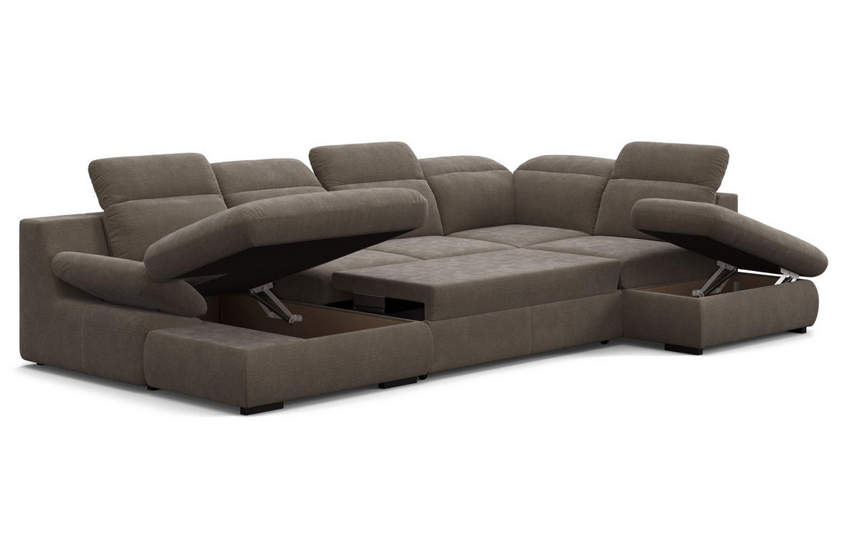 SAROKGARNITÚRA textil szürke  - fekete/szürke, Design, műanyag/textil (168/341/218cm) - Welnova