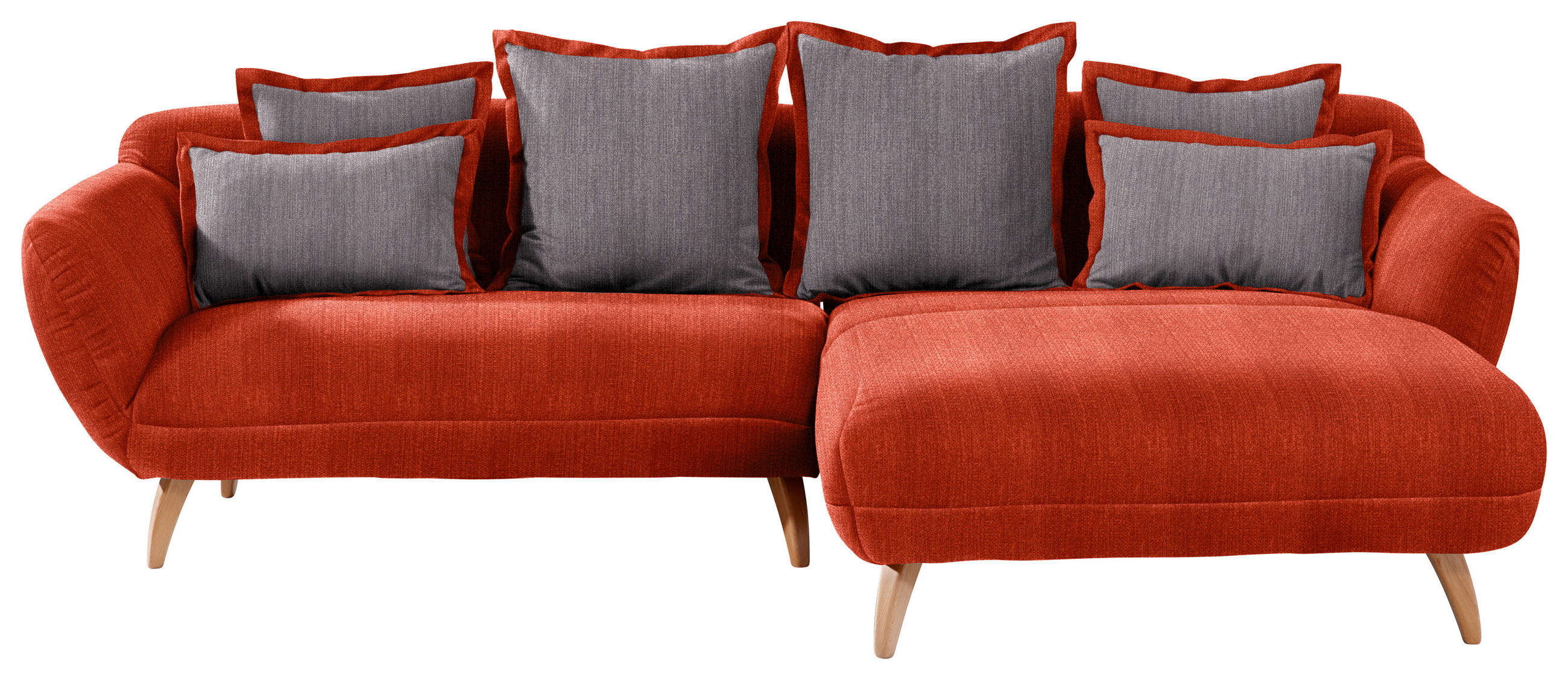 Wohnlandschaft in Textil Rot, Dunkelgrau