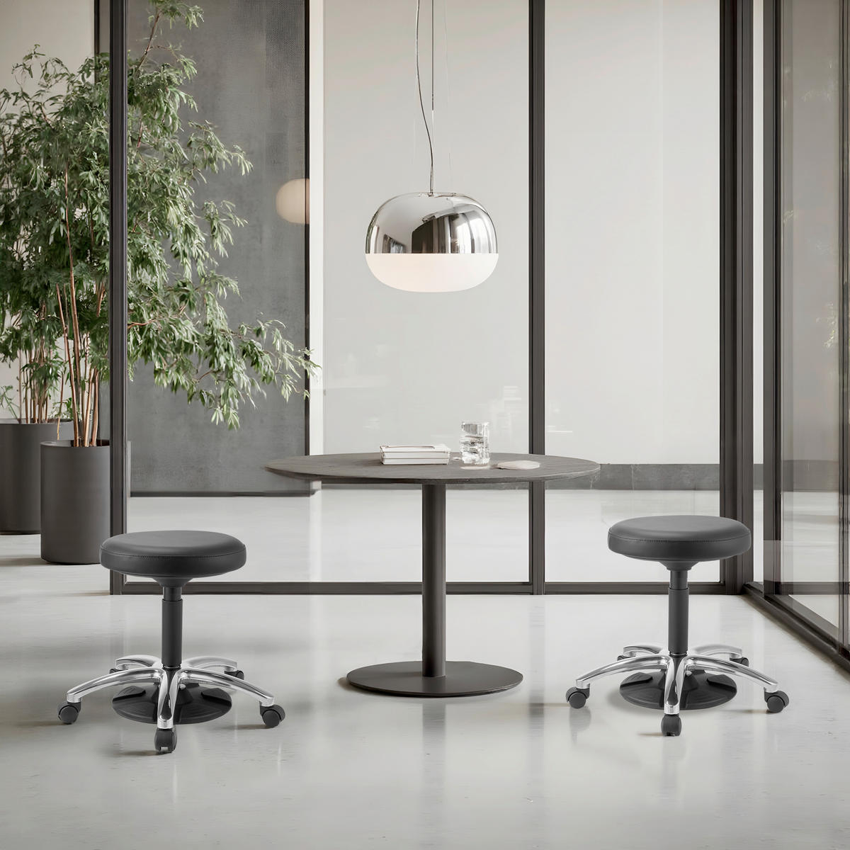 DREHHOCKER Schwarz  - Silberfarben/Schwarz, MODERN, Kunststoff/Metall (55/61/40cm) - MID.YOU