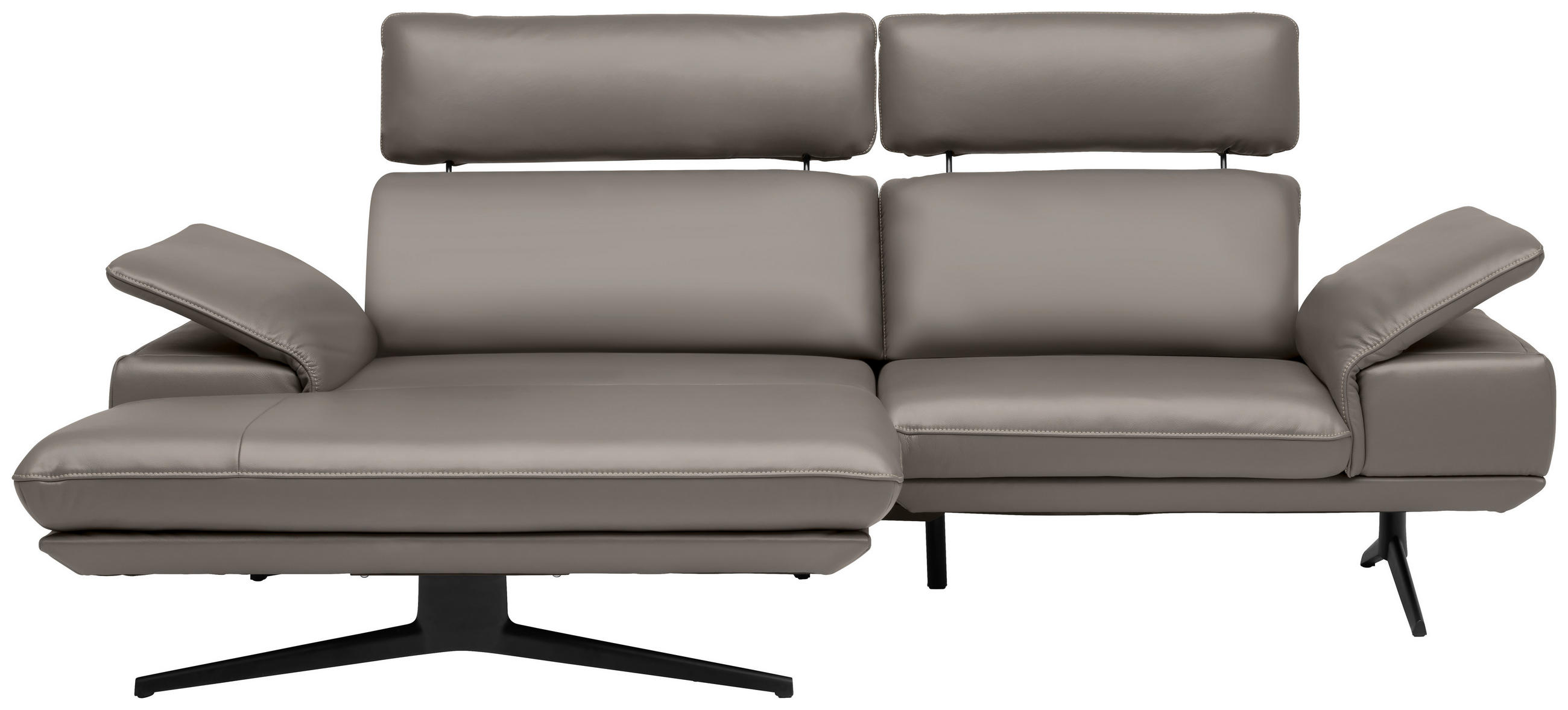 ECKSOFA  in Echtleder Graubraun  150/242 cm  - Graubraun/Beige, Design, Leder/Metall (150/242cm) - Koinor