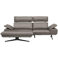 ECKSOFA  in Echtleder Graubraun  150/242 cm  - Graubraun/Beige, Design, Leder/Metall (150/242cm) - Koinor