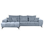 ECKSOFA in Flachgewebe Blau  205/300 cm  - Blau/Schwarz, KONVENTIONELL, Textil/Metall (205/300cm) - Carryhome