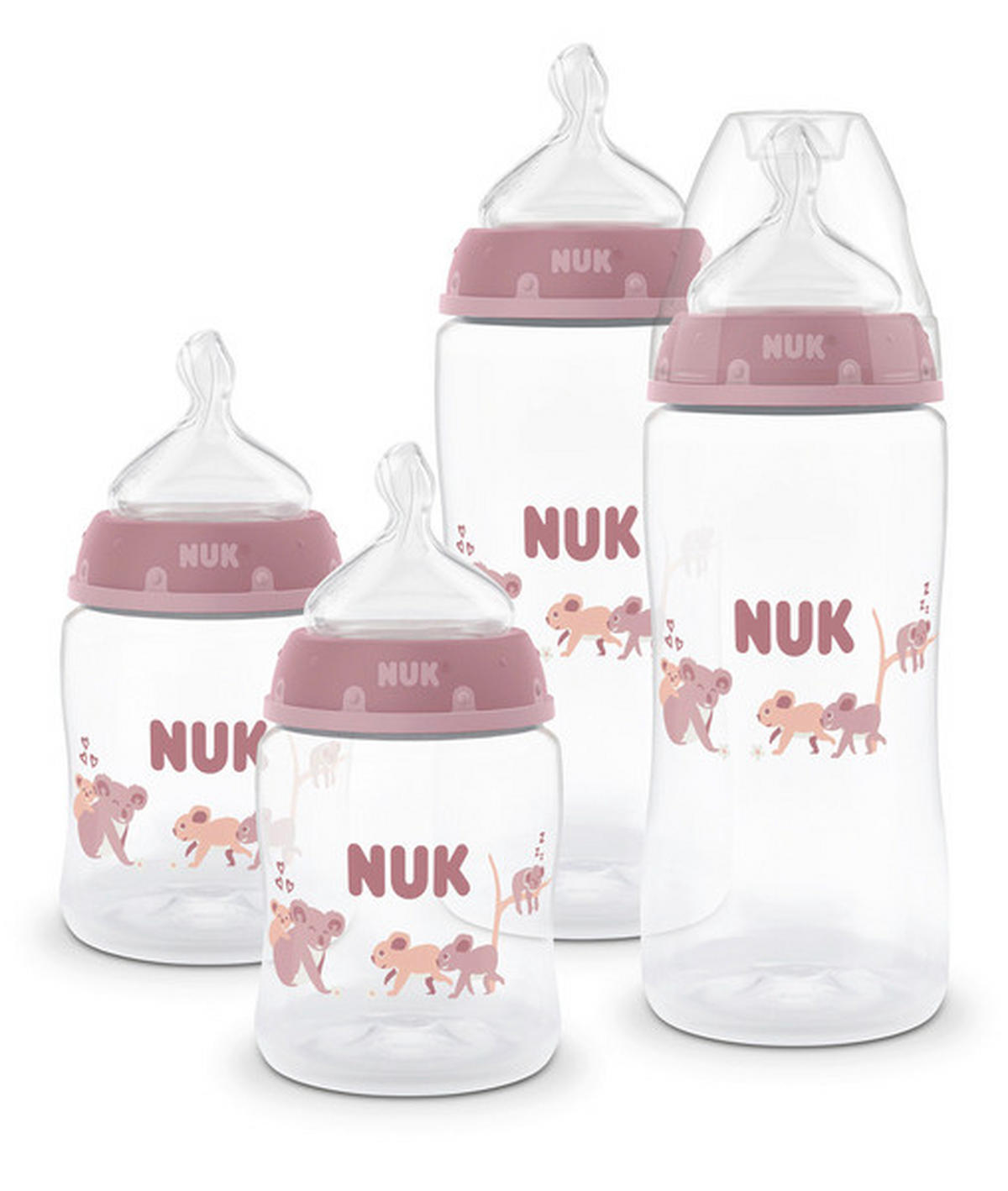 FLÄSCHCHENSET First Choice 4-teilig  - Pink, Basics, Kunststoff (13/13/18,7cm) - NUK