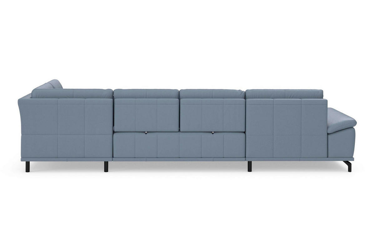 WOHNLANDSCHAFT COSTELLO E Graublau Echtleder  - Graublau/Schwarz, Basics, Leder/Metall (176/363/223cm) - Sit & More
