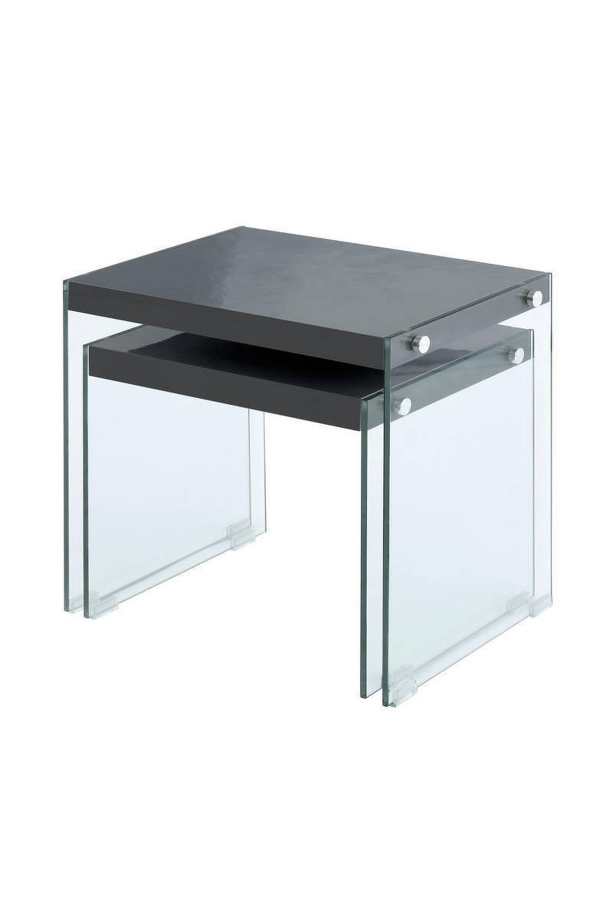 BEISTELLTISCHSET Klar, Schwarz rechteckig  - Klar/Schwarz, Basics, Glas/Holzwerkstoff - Kayoom