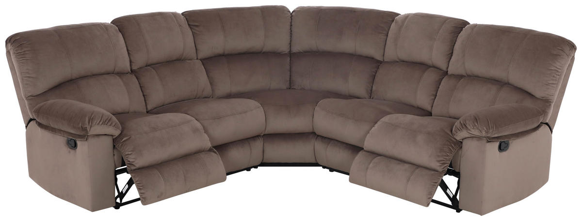 ECKSOFA Eckteil  Braun Samt  - Schwarz/Braun, KONVENTIONELL, Kunststoff/Textil (253/100/253cm) - P & B