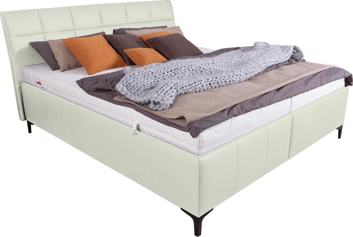 POLSTERBETT 180/200 cm  in Weiss  - Weiss/Schwarz, Konventionell, Leder/Holz (180/200cm) - Ada Austria