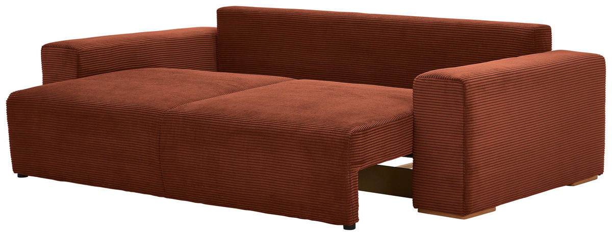 SCHLAFSOFA in Cord Kupferfarben  - Buchefarben/Schwarz, Konventionell, Holz/Kunststoff (255/86/123cm) - Livetastic