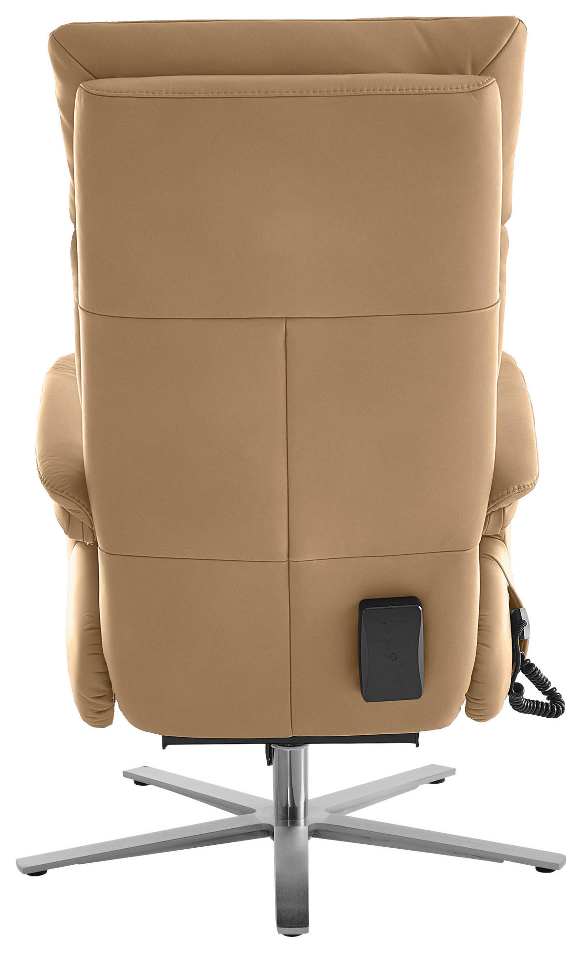 RELAXSESSEL in Leder Honig  - Edelstahlfarben/Honig, Design, Leder/Metall (70/124/85cm) - Cantus