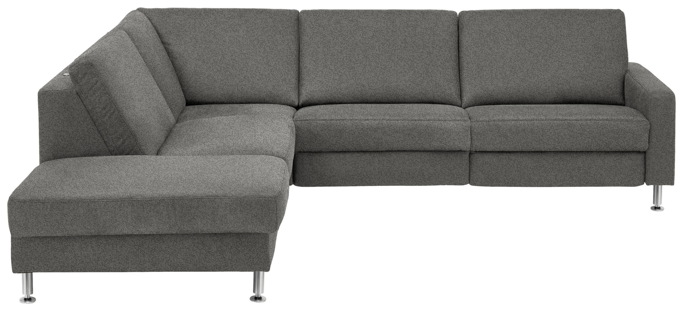 ECKSOFA in Mikrofaser Grau  242/275 cm  - Alufarben/Grau, Design, Textil/Metall (242/275cm) - Dieter Knoll
