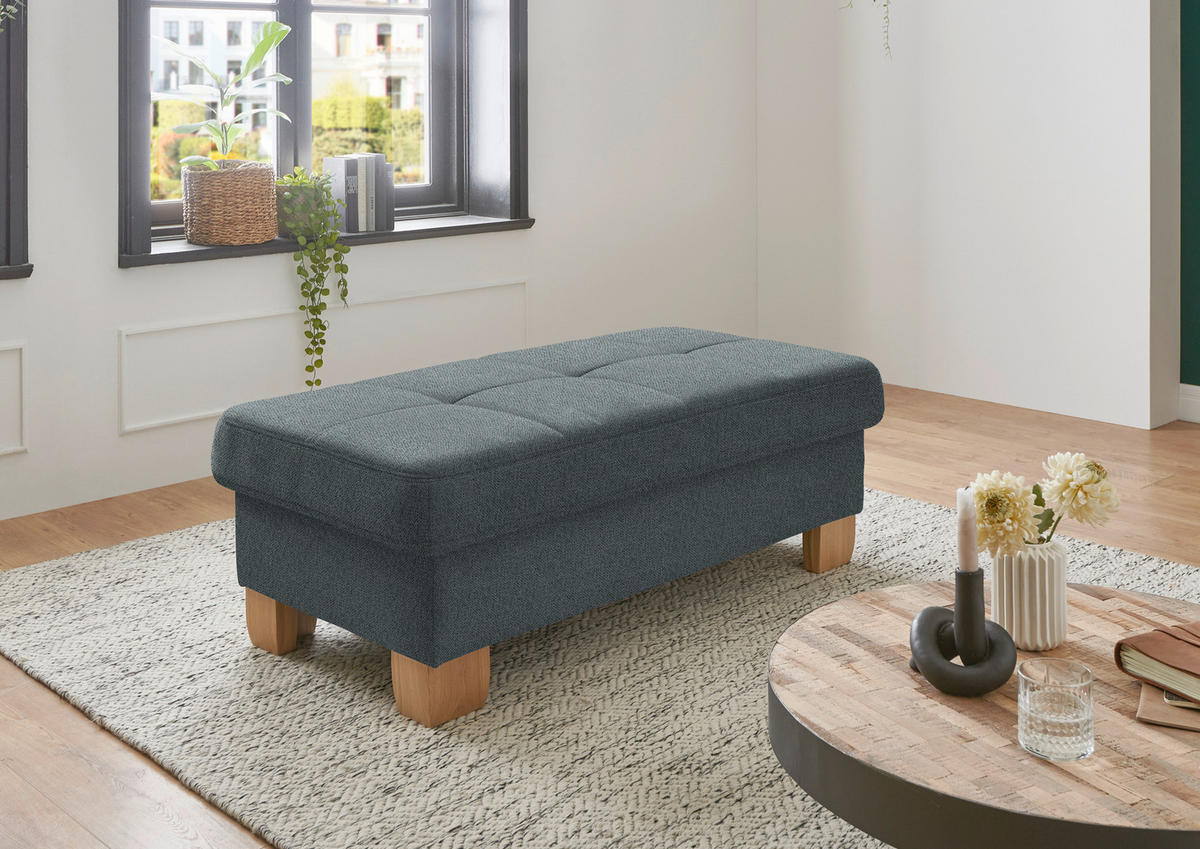 ECKSOFA in Flachgewebe Blaugrau  243/301 cm  - Wildeiche/Blaugrau, Natur, Holz/Textil (243/301cm) - Voleo