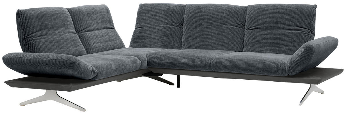 ECKSOFA  in Flachgewebe Dunkelgrau  209/277 cm  - Edelstahlfarben/Dunkelgrau, Design, Textil/Metall (209/277cm) - Koinor