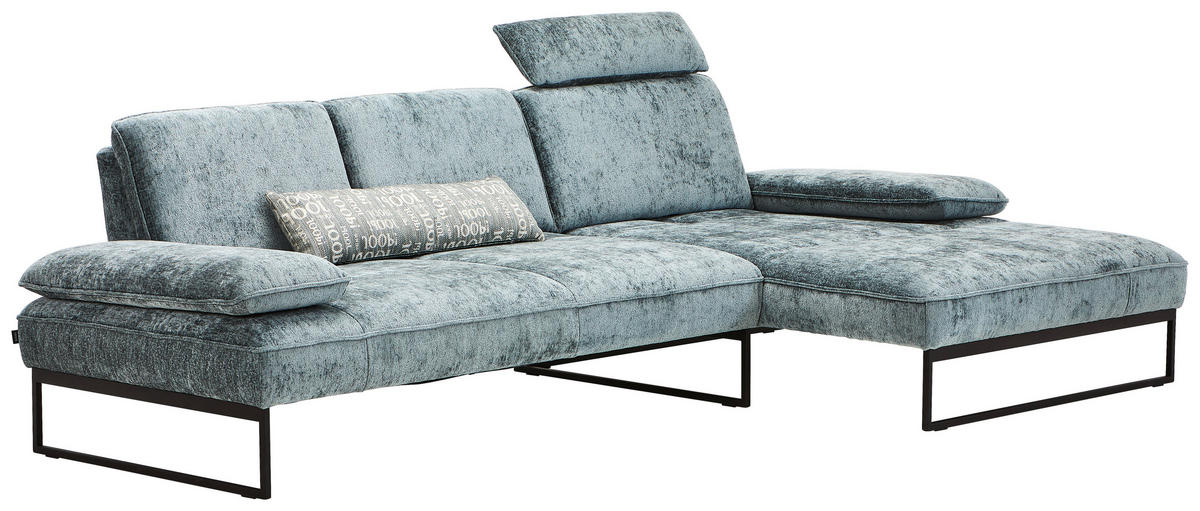 ECKSOFA in Chenille Graublau  - Graublau/Anthrazit, Design, Textil/Metall (310/160cm) - Joop!