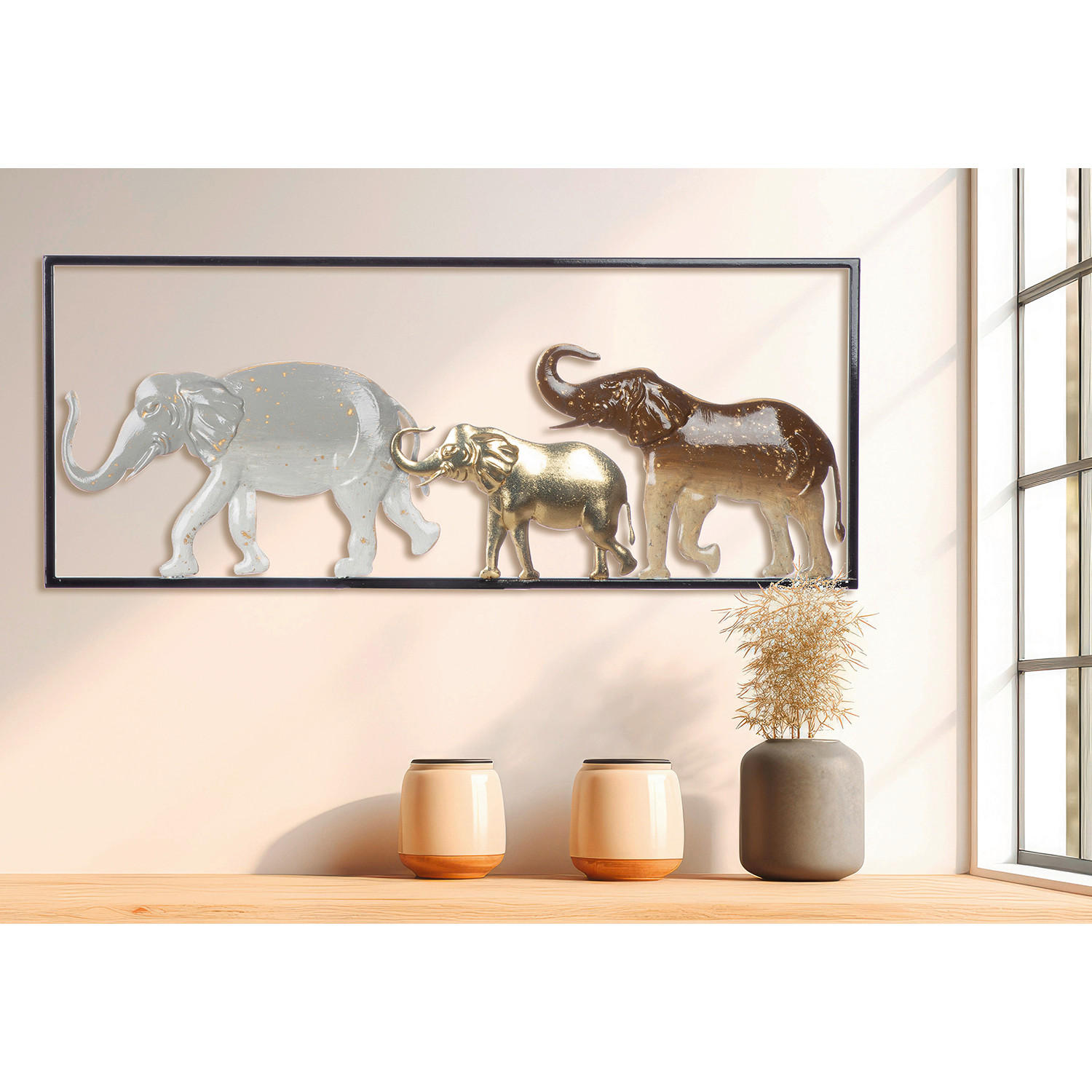 METALLBILD Tiere  - Hellbraun/Goldfarben, LIFESTYLE, Metall (61/25/2cm)