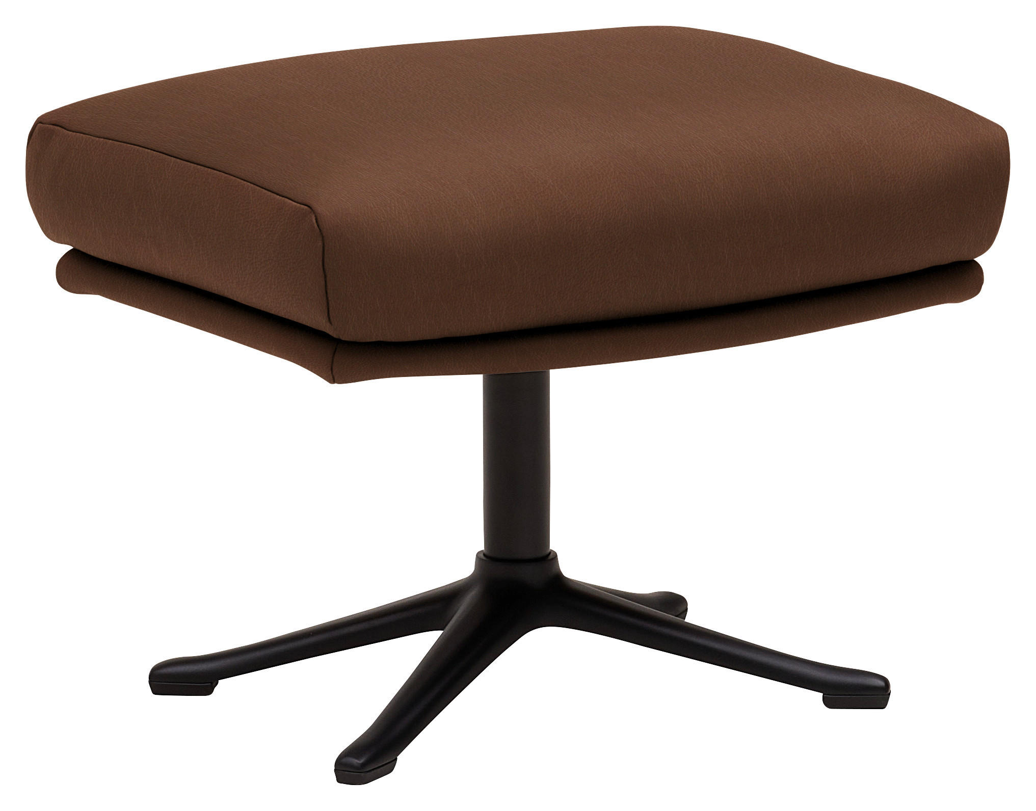 HOCKER in Leder Braun  - Schwarz/Braun, Design, Leder/Metall (54/41/41cm) - home24