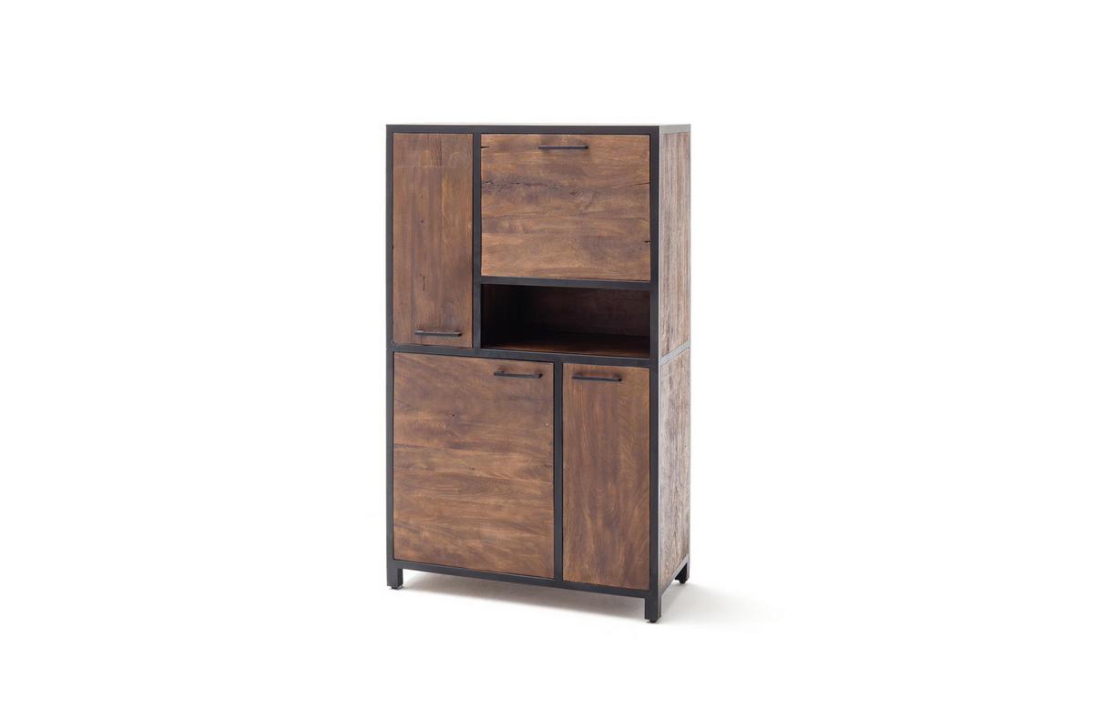 HIGHBOARD  in 88/145/40 cm  - Walnussfarben/Schwarz, LIFESTYLE, Holz/Metall (88/145/40cm) - Livetastic