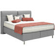 BOXSPRINGBETT 160/200 cm  in Hellgrau  - Hellgrau/Alufarben, KONVENTIONELL, Textil/Metall (160/200cm) - Dieter Knoll