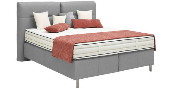 BOXSPRINGBETT 160/200 cm  in Hellgrau  - Hellgrau/Alufarben, KONVENTIONELL, Textil/Metall (160/200cm) - Dieter Knoll