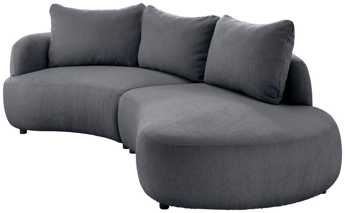 ECKSOFA in Mikrofaser Anthrazit  - Anthrazit/Schwarz, Modern, Kunststoff/Textil (139/250cm) - Livetastic