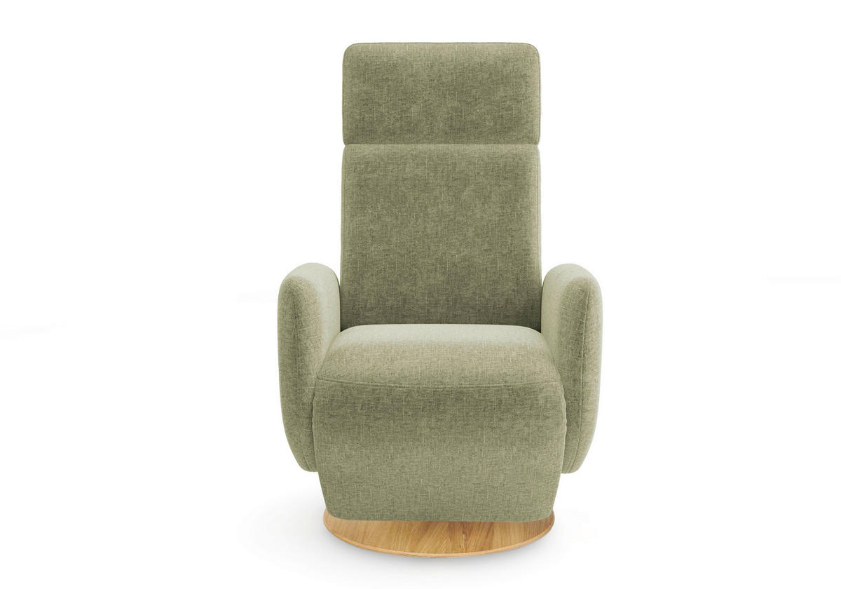 RELAXSESSEL Flachgewebe Aufstehhilfe    - Eichefarben/Hellgrün, KONVENTIONELL, Holz/Textil (71/110/82cm) - Sit & More