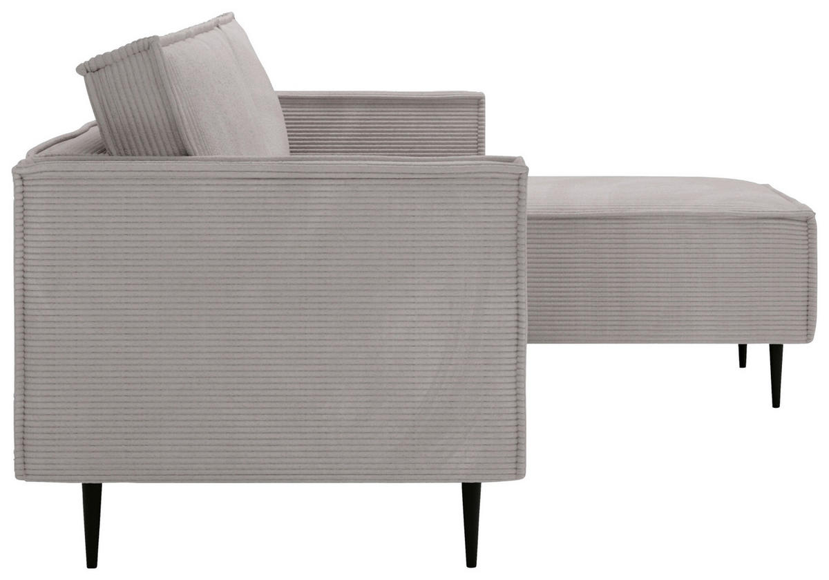 ECKSOFA in Cord Grau  - Schwarz/Grau, Design, Textil/Metall (223/151cm) - Livetastic