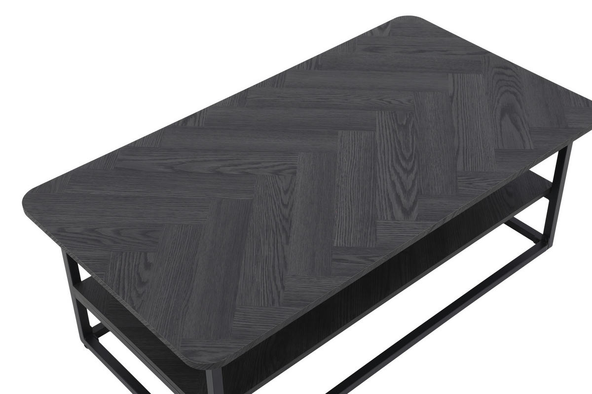 COUCHTISCHSET rechteckig Dunkelgrau  - Dunkelgrau/Schwarz, Design, Holzwerkstoff/Metall (110/60/40cm) - Livetastic