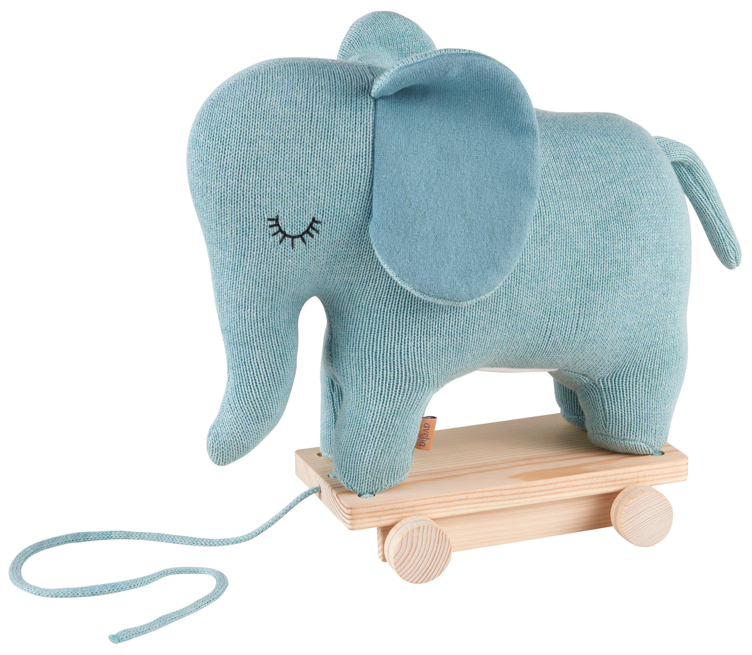 NACHZIEHTIER Elefant - Mintgrün, Natur, Textil (34/28cm) - Avelia