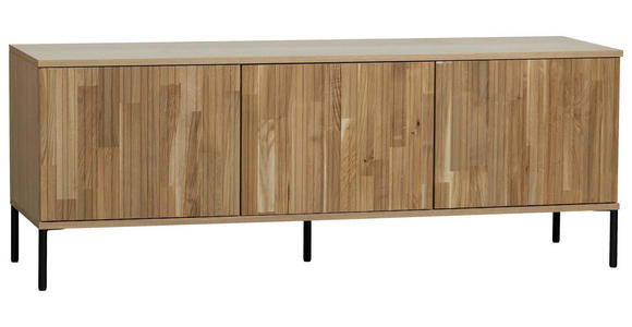 LOWBOARD Eiche furniert Eichefarben, Hellgrau  - Eichefarben/Hellgrau, Design, Holz/Holzwerkstoff (150/56/44cm) - Ambia Home