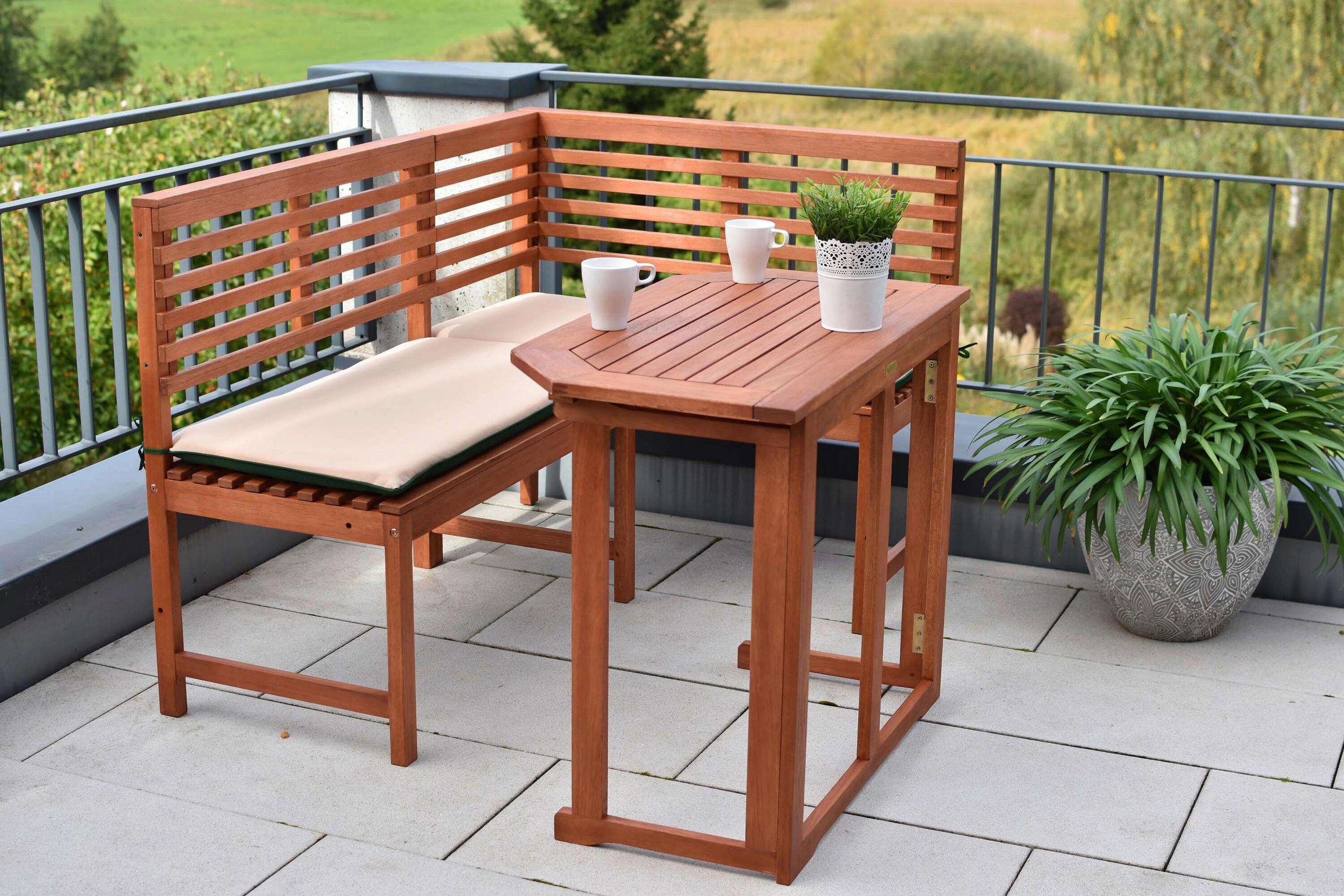 GARTENSET  - Eukalyptusholzfarben/Beige, KONVENTIONELL, Holz/Textil - Gardenson