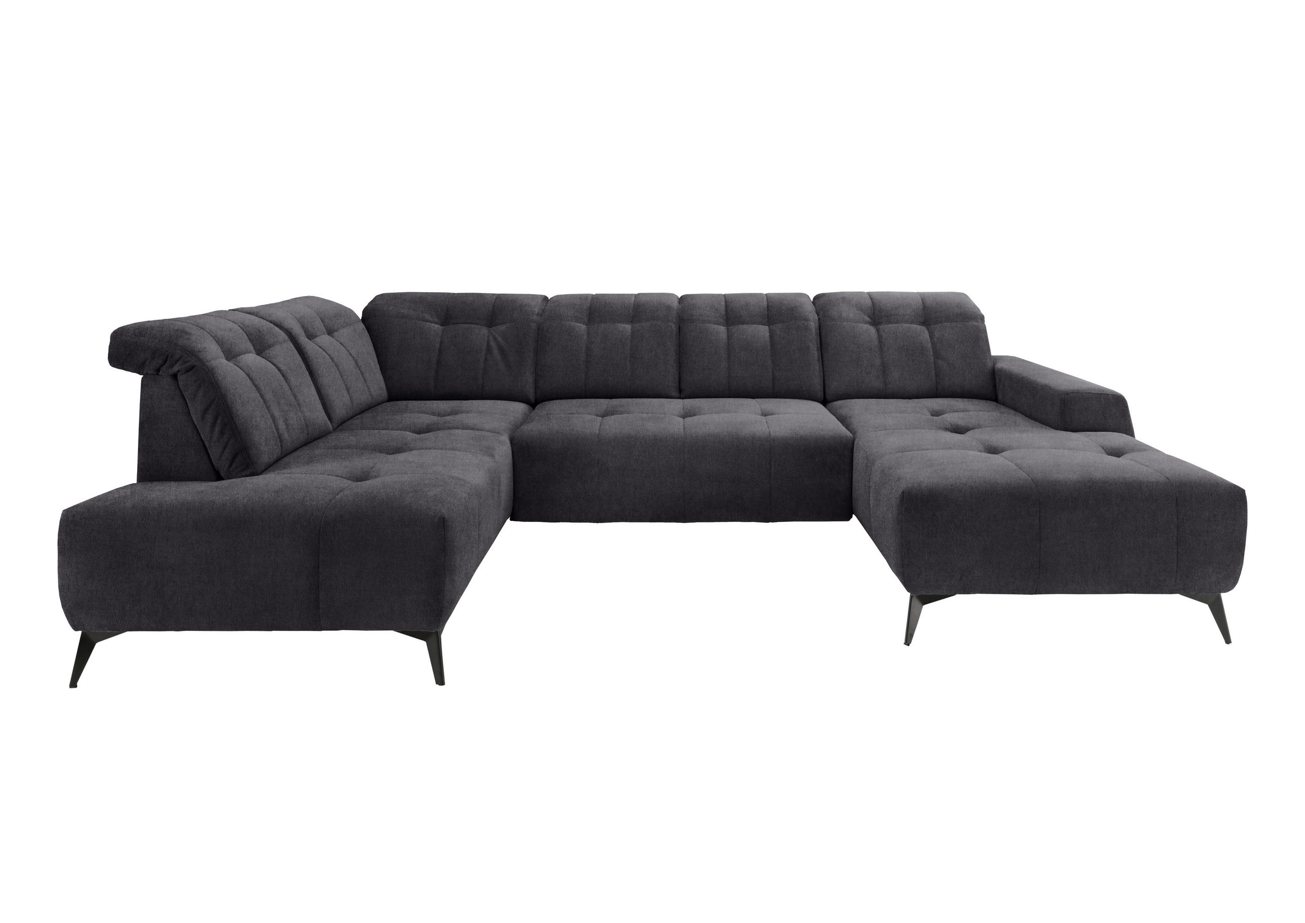 WOHNLANDSCHAFT in Mikrofaser Anthrazit  - Anthrazit/Schwarz, Modern, Textil/Metall (200/337/180cm) - Livetastic