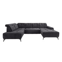 WOHNLANDSCHAFT in Mikrofaser Anthrazit  - Anthrazit/Schwarz, Modern, Textil/Metall (200/337/180cm) - Livetastic