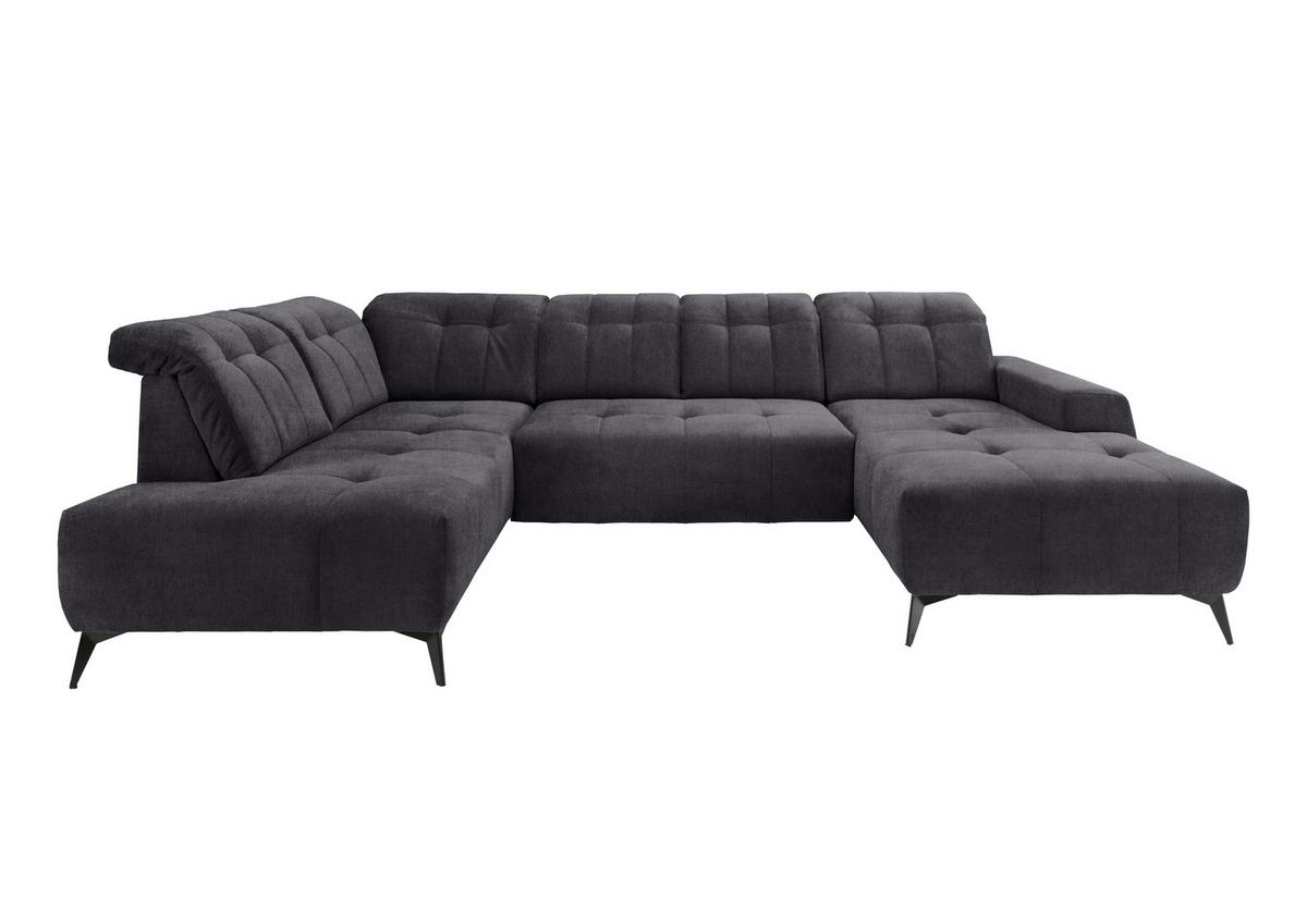 WOHNLANDSCHAFT in Mikrofaser Anthrazit  - Anthrazit/Schwarz, Modern, Textil/Metall (200/337/180cm) - Livetastic