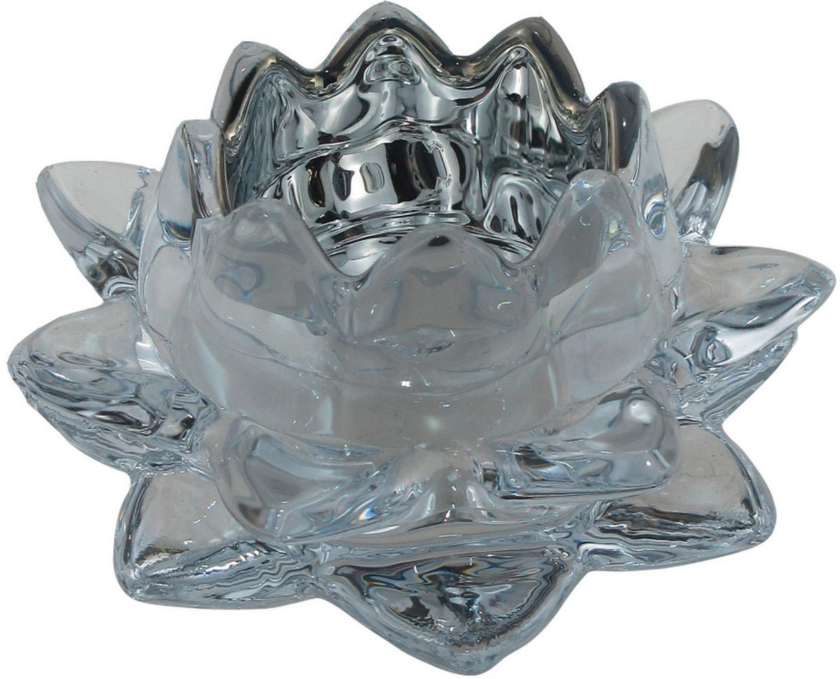 SKL. SVIETNIK NA ČAJ. SVIEČKU, sklo - priehľadné/strieborná, Basics, sklo (11,8/5,5cm) - Ambia Home