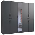 DREHTÜRENSCHRANK  in Graphitfarben  - Schwarz/Graphitfarben, KONVENTIONELL, Glas/Holzwerkstoff (225/208/58cm) - Carryhome