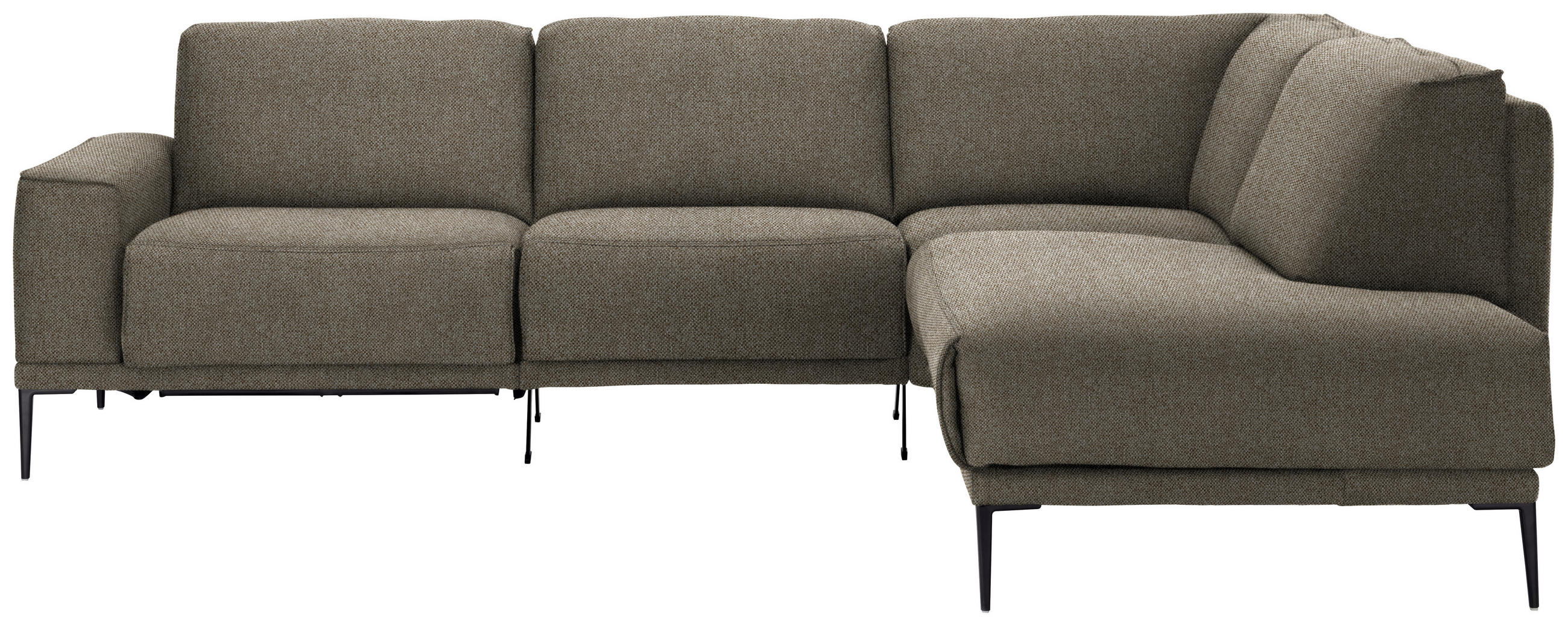 ECKSOFA in Flachgewebe Hellbraun  - Hellbraun/Schwarz, Design, Textil/Metall (260/210cm) - Johann Jakob