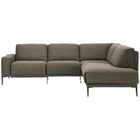 ECKSOFA in Flachgewebe Hellbraun  - Hellbraun/Schwarz, Design, Textil/Metall (260/210cm) - Johann Jakob
