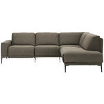 ECKSOFA in Flachgewebe Hellbraun  260/210 cm  - Hellbraun/Schwarz, Design, Textil/Metall (260/210cm) - Johann Jakob