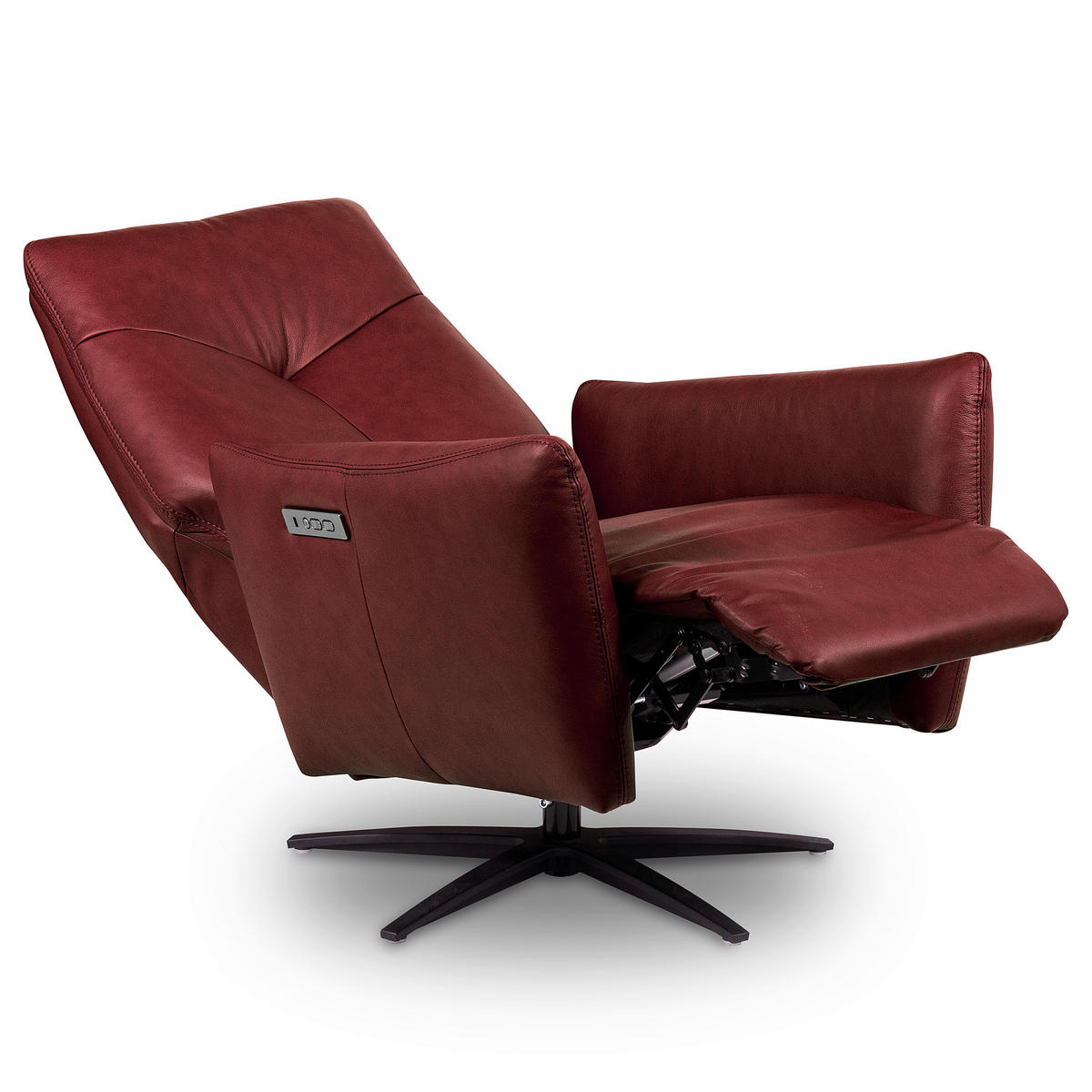 RELAXSESSEL Leder Kirschrot  - Schwarz/Kirschrot, Design, Leder/Metall (76/107/88cm) - Livetastic