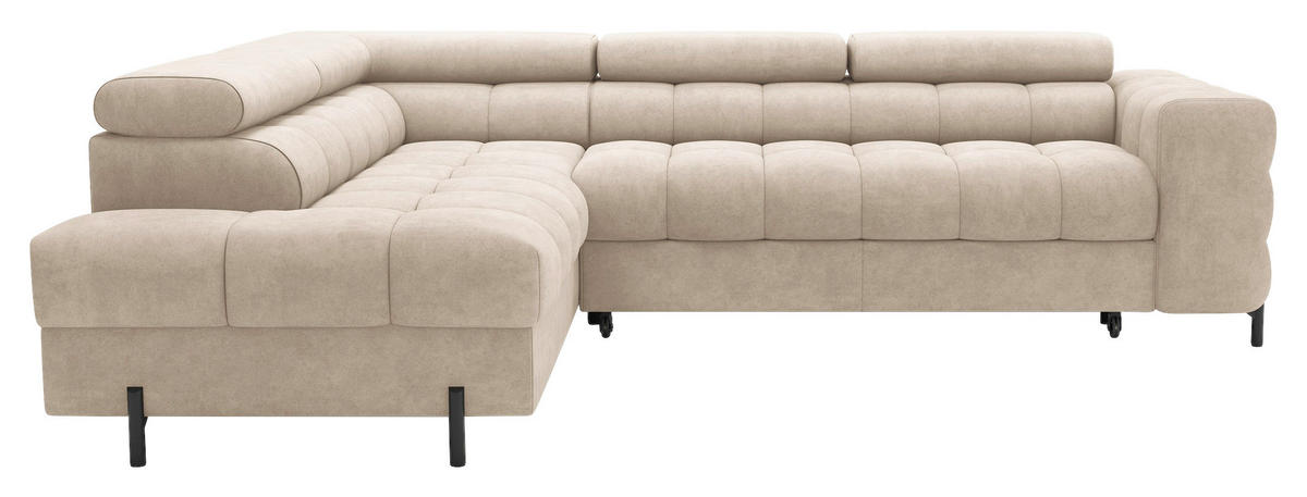 ECKSOFA FERUCCE in Chenille Beige  200/276 cm  - Beige/Schwarz, Design, Textil/Metall (200/276cm) - MID.YOU