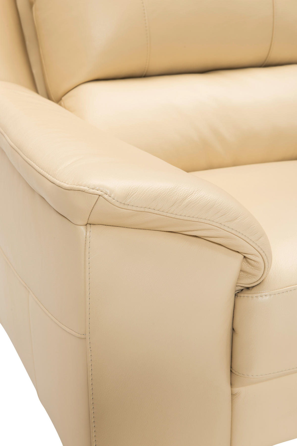 SOFFA i äkta läder sandfärgad  - sandfärgad/kromfärg, Klassisk, metall/läder - Welnova